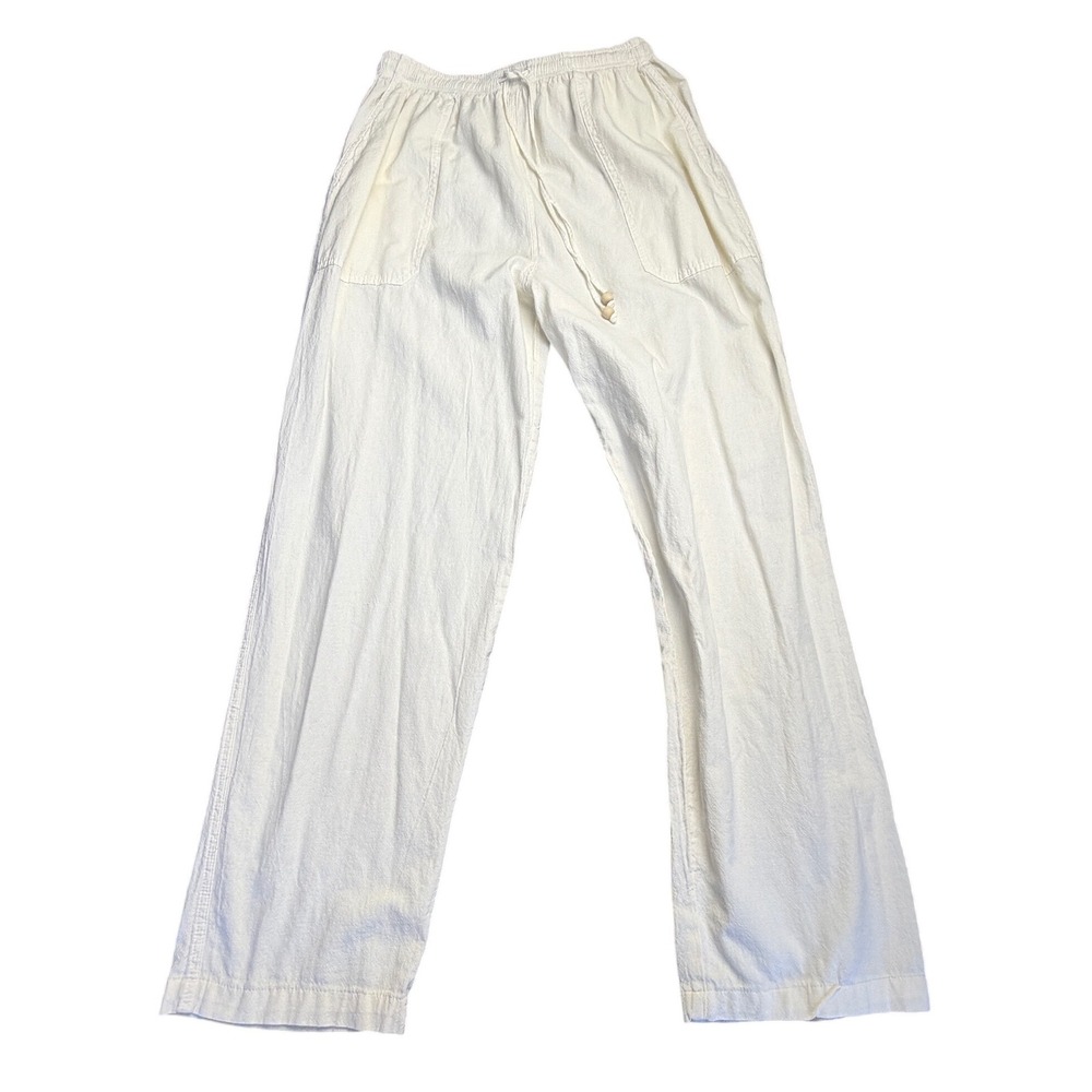Cotton Collection XL White Peruvian Cotton Gauze Wide Leg Beach Pants Drawstring